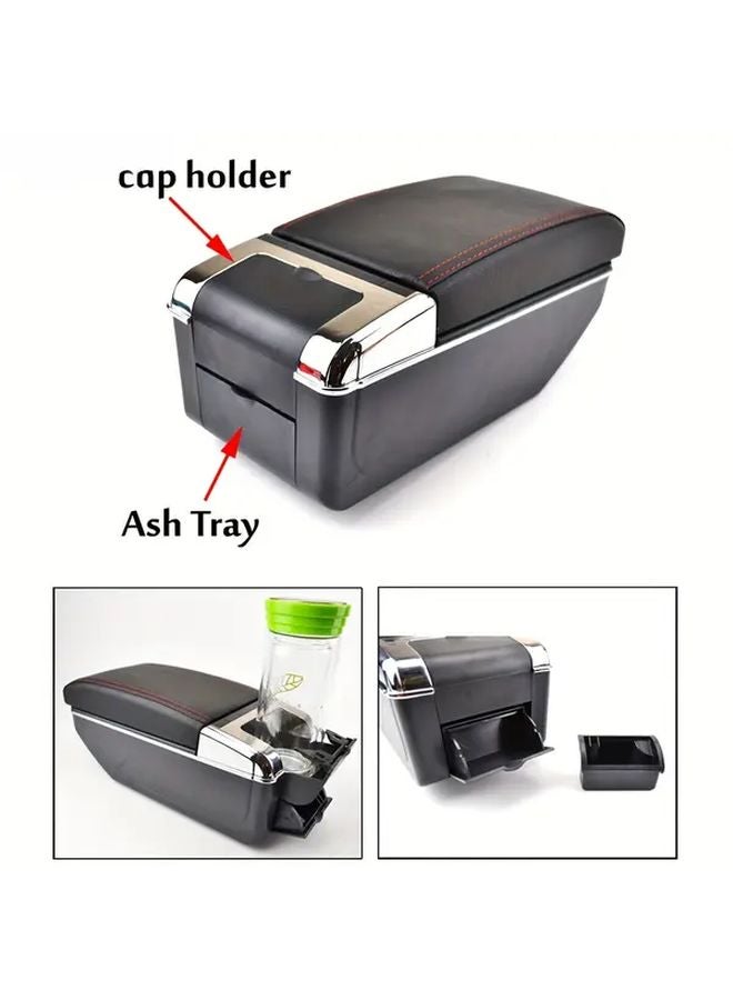 Black Line Armrest Storage Box for Ford Fiesta 2011 2019 Slide Forward Top Cover - Image 5